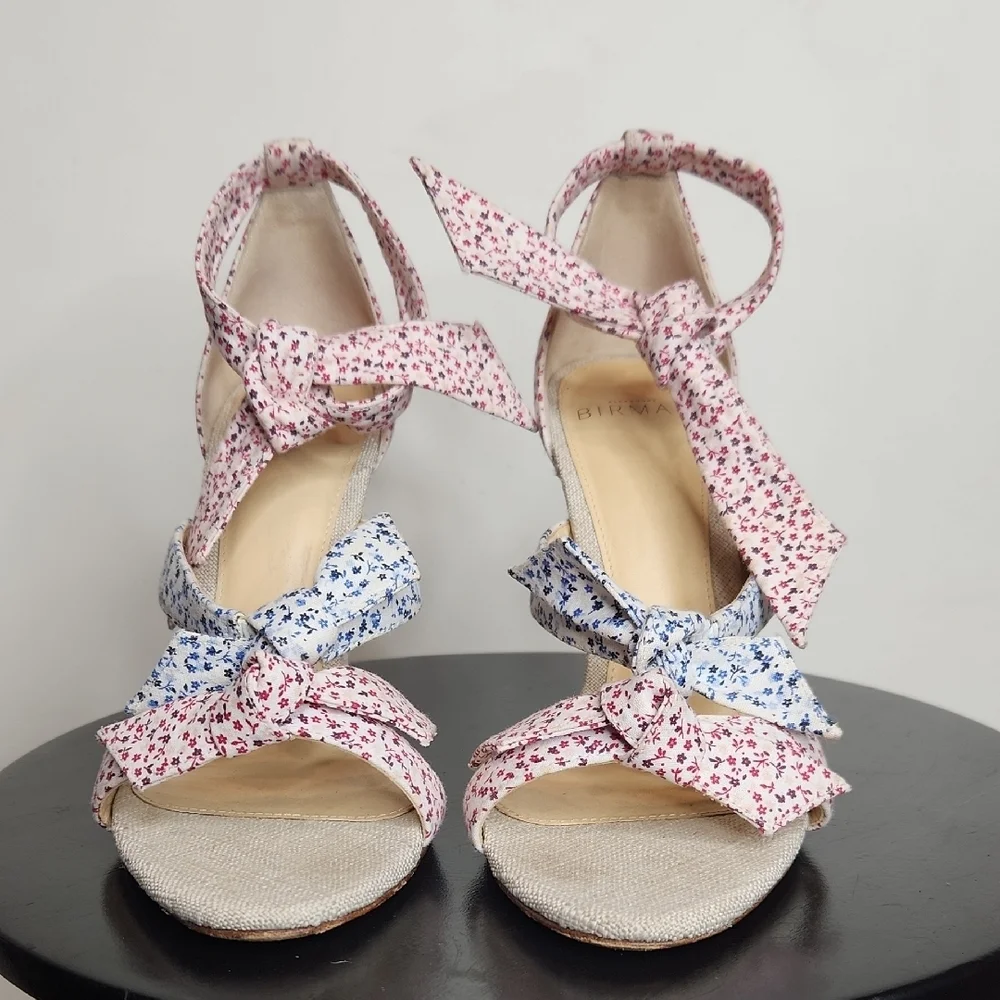 Alexandre Birman Lolita Bow Floral Heels Sandals Size 6 Designer Ankle Tie bow - Picture 4 of 11